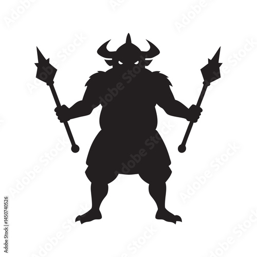 Two Headed Ogre Beast Silhouette