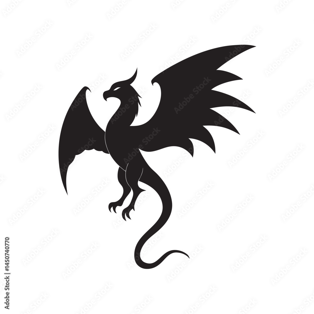 Fototapeta premium Winged Serpent Flying Creature Silhouette