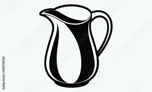 Milk pitcher silhouette, classic jug icon, vintage milk container, simple pitcher graphic