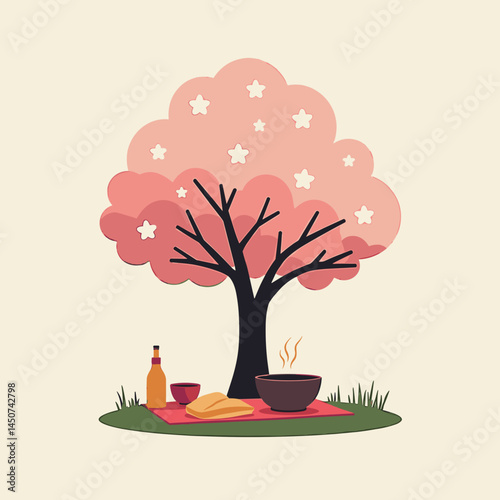 pink blossom tree picnic: spring, cards, design for spring events