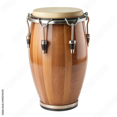 Wooden conga drum on transparent background.