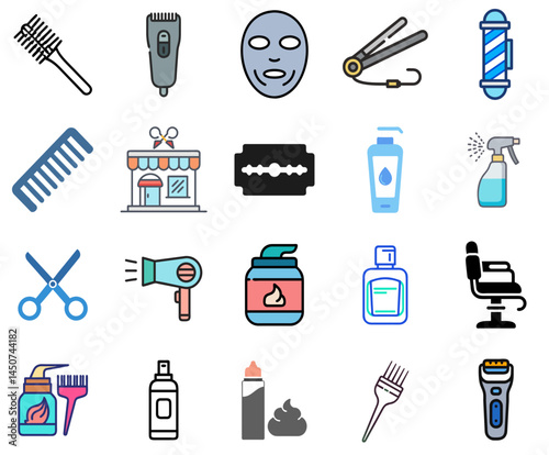 Fresh Cuts: Barber Shop Linear Color Icons Set