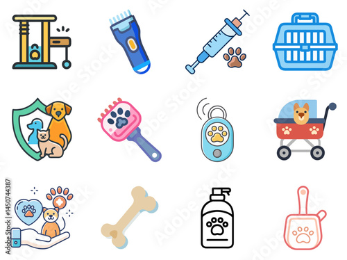 Pet Care Essentials: Linear Color Icons Set 2
