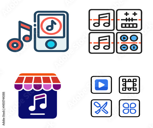 Sound Creation: Music Maker Linear Color Icons Set
