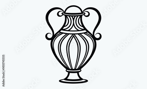Artistic vase silhouette, pottery decor icon, elegant vase vector, simple ceramic shape, decorative vase outline