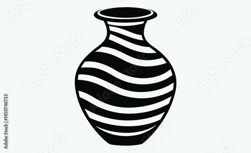 Artistic vase silhouette, pottery decor icon, elegant vase vector, simple ceramic shape, decorative vase outline