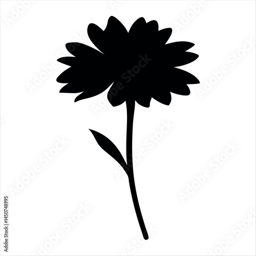Striking silhouette of a flower blossom with a long slender stem