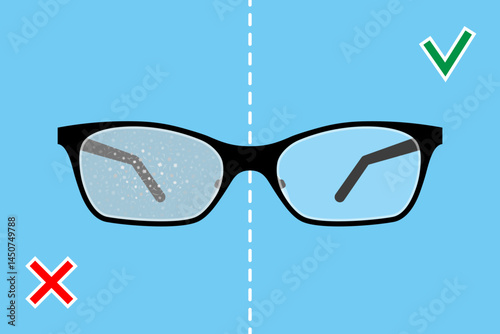 Eyeglasses with antistatic coating on lenses and without it