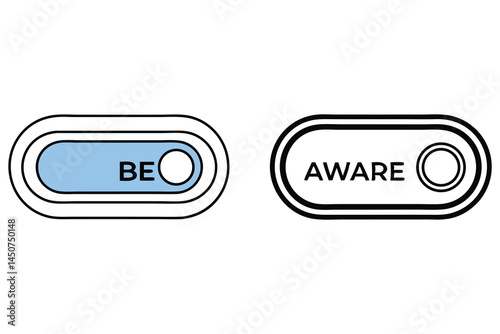 Toggle switches showing Be with blue fill and Aware without, against a transparent background