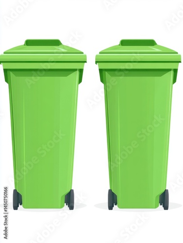 Wallpaper Mural Two vibrant green recycling bins standing side by side against a clean white background in a studio shot offering a clear perspective for environmental awareness Torontodigital.ca