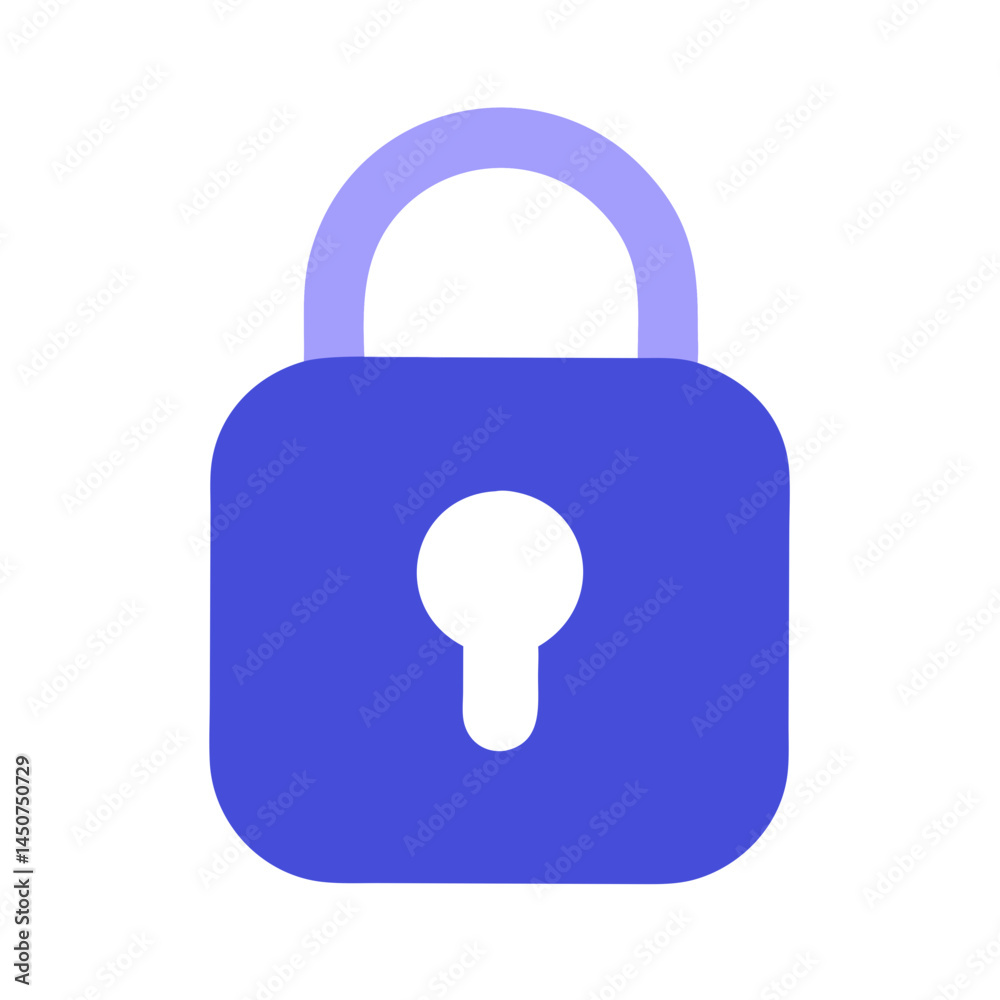 Blue padlock icon in rounded modern flat style