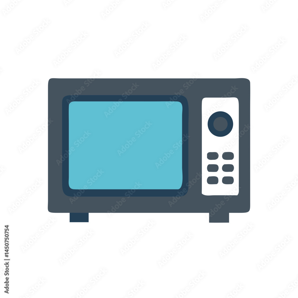 Compact microwave oven icon with blue screen Compact microwave oven icon with blue screen