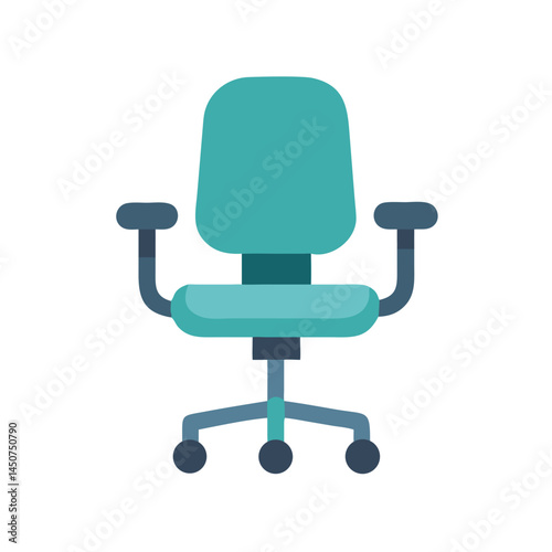 Teal ergonomic office chair icon with wheels