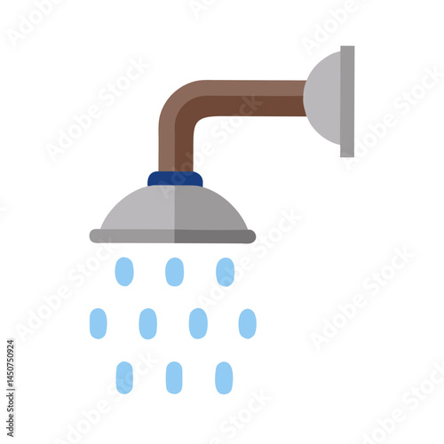 Wall-mounted shower head with blue water drops icon