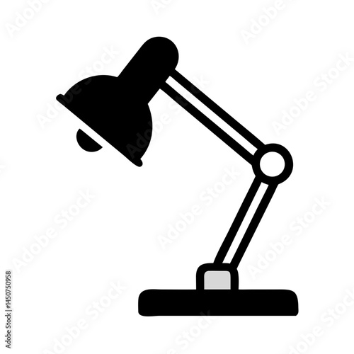 Black desk lamp icon with bendable arm