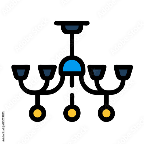 Classic chandelier with six lights in flat style