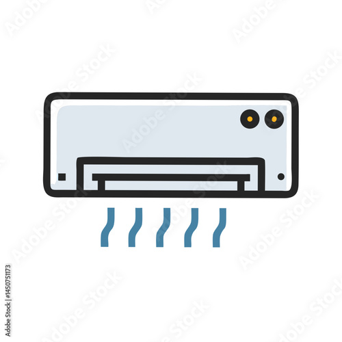 Wall-mounted air conditioner icon with airflow in minimal design