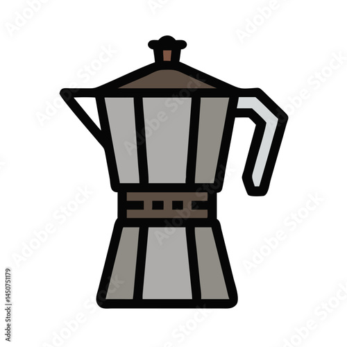 Moka pot icon in outline style with black details