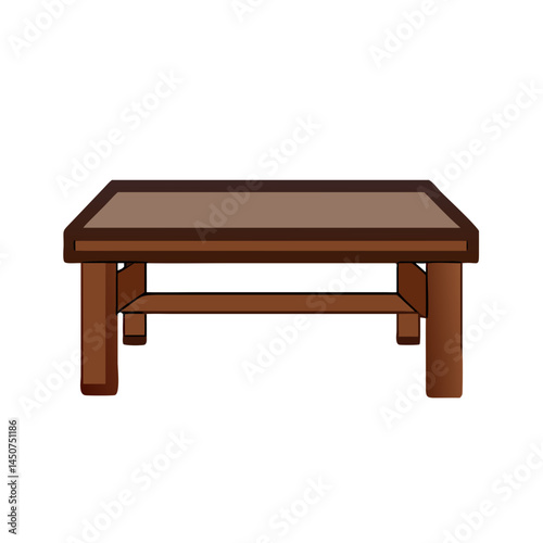 Dark wooden coffee table icon in flat design
