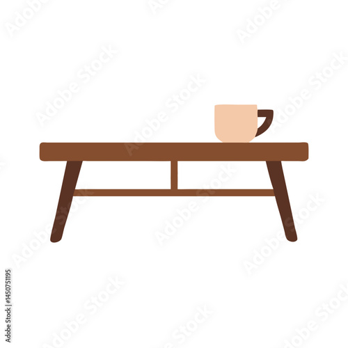 Minimal coffee table icon with cup in flat design
