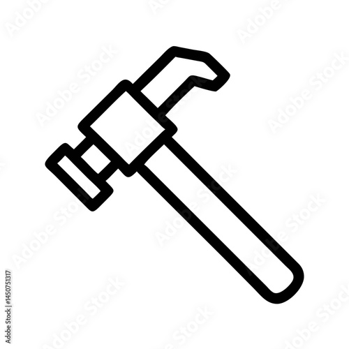 Hammer icon in black and white outline style