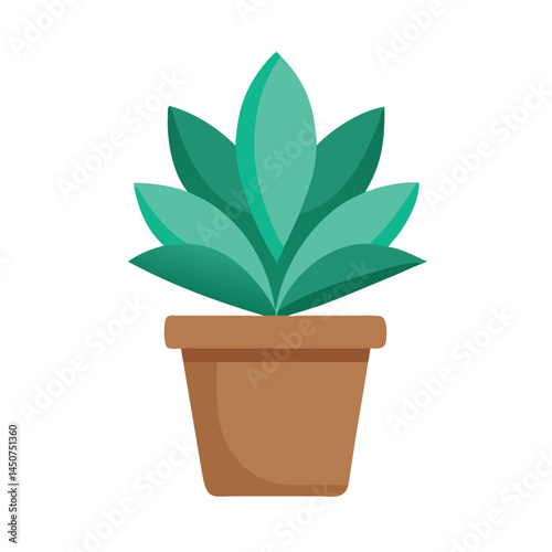 Succulent plant in brown flowerpot icon in flat style