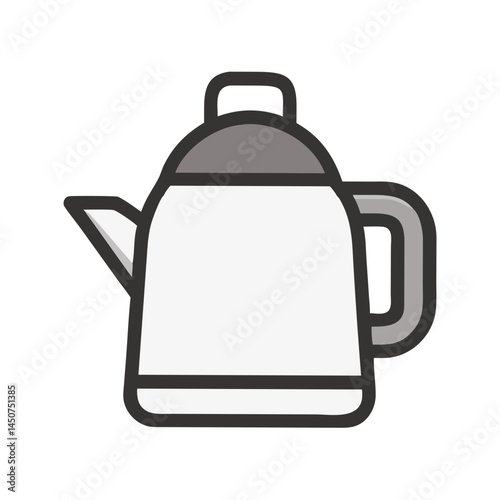 Electric kettle icon in grey with handle and spout