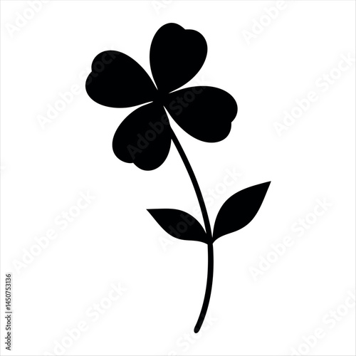 Minimalistic Black Shamrock Illustration on White Background for Saint Patrick's Day