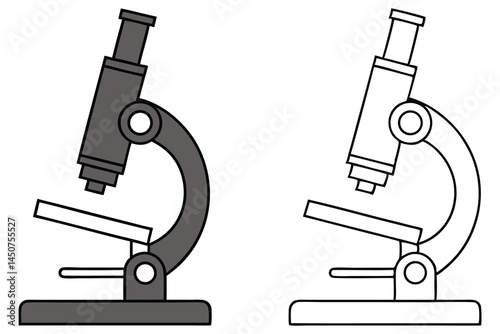 Side by side microscope outline shows gray filling beside black line art figure