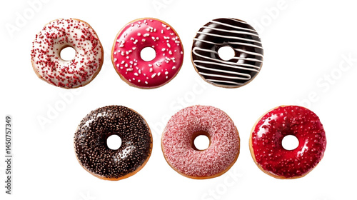 Colorful Donuts on White Background