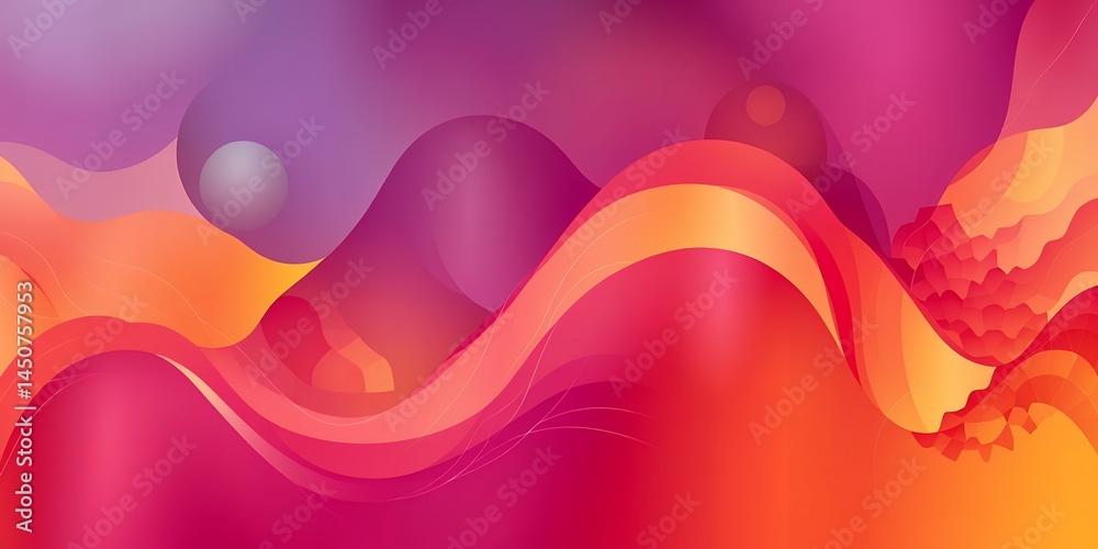 Abstract background with wavy shapes in shades of pink orange and purple gradient colors
