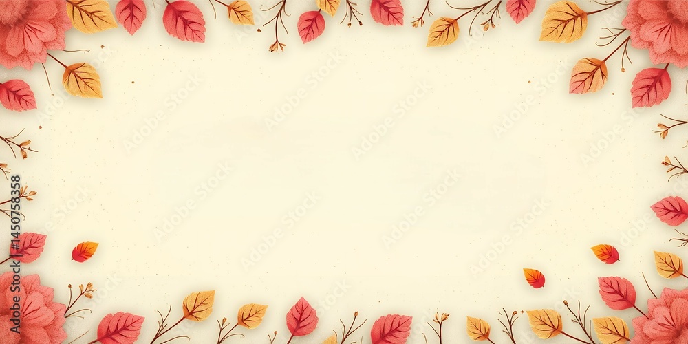 A teacher's day design with floral and leaf border on a light cream colored background