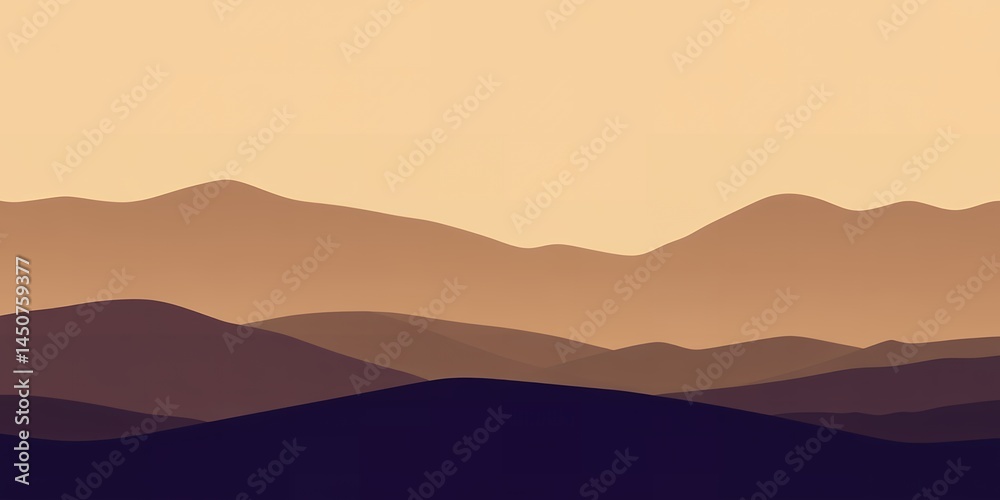 A minimalist landscape illustration of layered mountains with a gradient color scheme