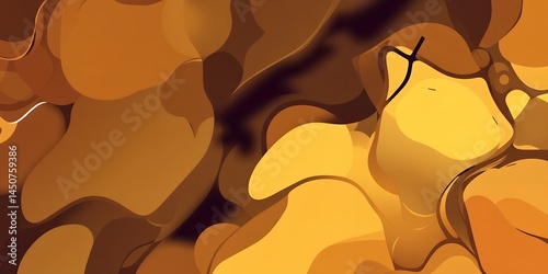 Obraz na płótnie A close up of abstract brown and yellow shapes with dark brown areas in the background w salonie