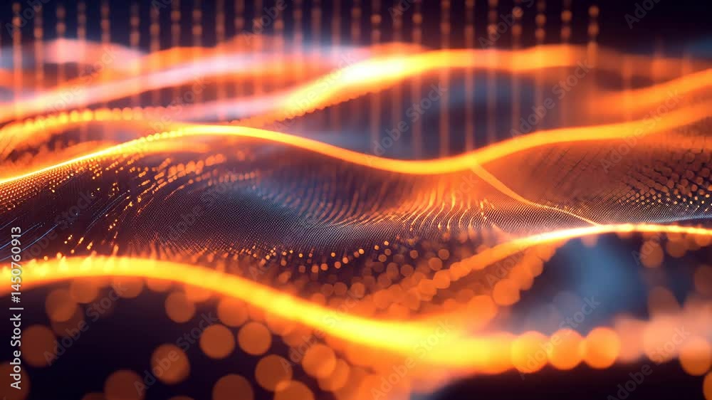 custom made wallpaper toronto digitalDynamic waves of glowing particles in motion on a dark abstract background