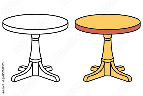 Isolated round accent table shows yellow and blank options with black outlines