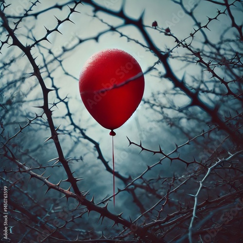 Balloon A single red balloon caught