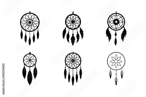 Dream Catcher silhouette vector bundle, Dream Catcher silhouette