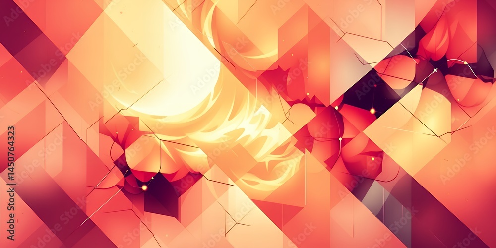 Abstract geometric design with red and orange tones creating a dynamic and modern effect