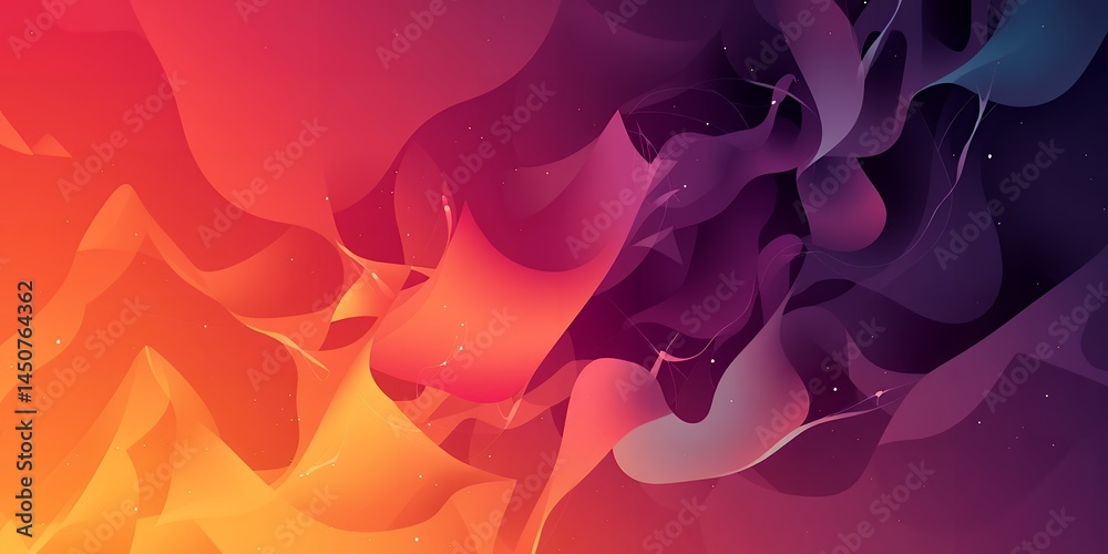 Abstract flowing shapes with gradient colors in orange purple and hints of blue tones