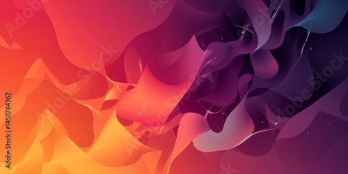 Obraz na płótnie Abstract flowing shapes with gradient colors in orange purple and hints of blue tones w salonie