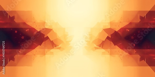 Obraz na płótnie Abstract orange and brown geometric shapes with a bright light in the center background w salonie