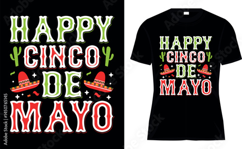 Happy cinco de mayo colorful typography mexican t-shirt design
