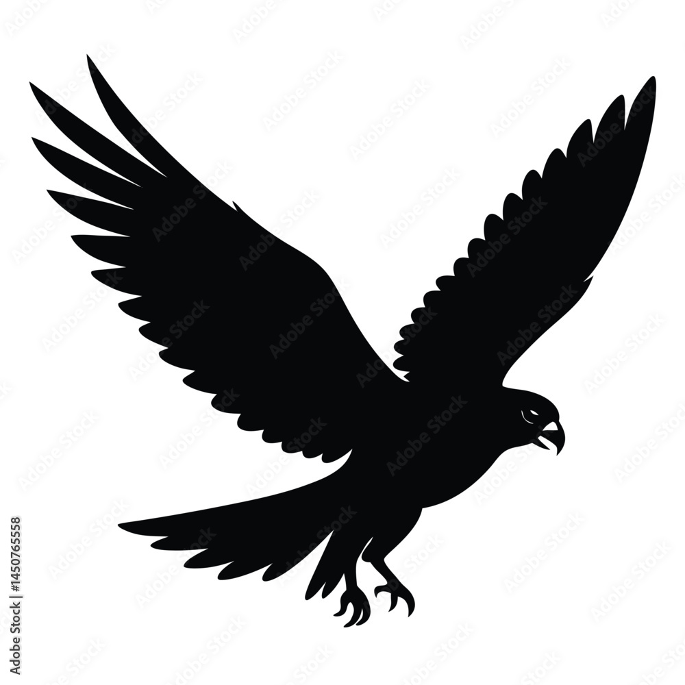 Fototapeta premium Falcon Landing in Silhouette Style