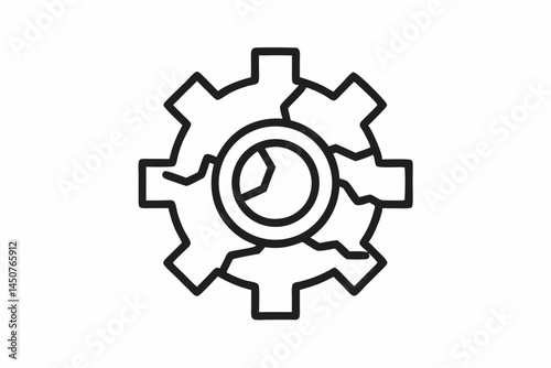 Gear Icon With Cracked Tooth