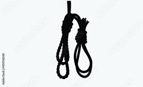 Rappelling rope silhouette, rope climbing vector, silhouette on white background, adventure climbing illustration