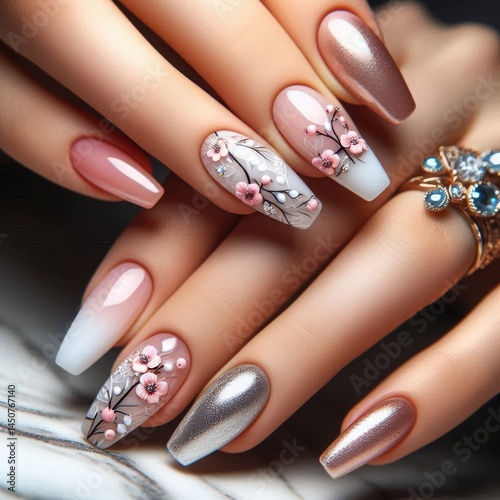 Trending women's nail colors for spring – Fashionable manicure ideas – Feminine spring nail polish shades – Beauty and style concept