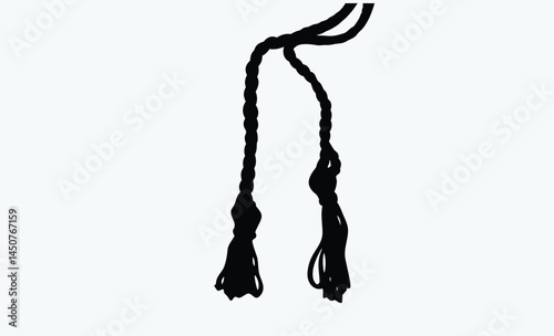 Rappelling rope silhouette, rope climbing vector, silhouette on white background, adventure climbing illustration