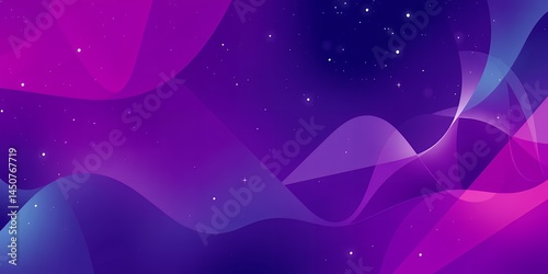 Obraz na płótnie A purple and blue abstract background with wavy lines and small white stars scattered around w salonie