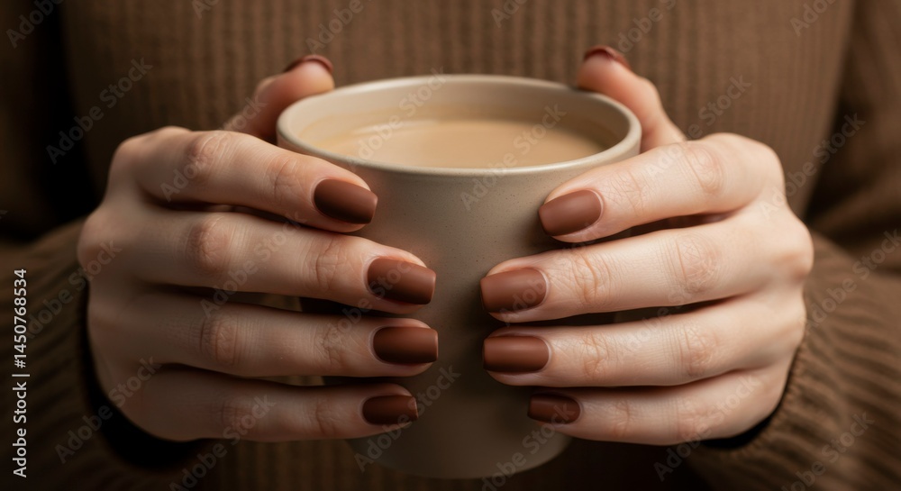 Hands holding a warm cup of coffee Hands holding a warm cup of coffee